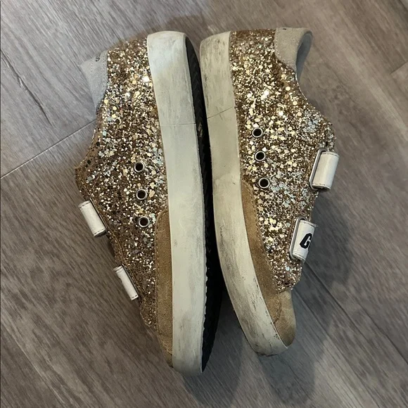 Golden Goose Girl’s Old School Glitter & Suede Grip-Strap Sneakers size EU 32 - Picture 7 of 9